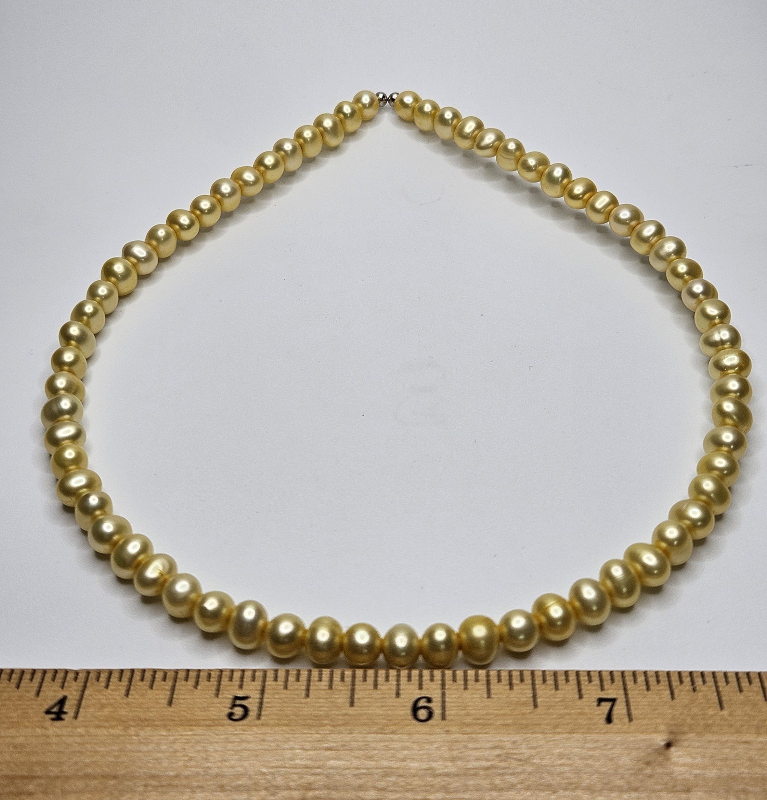 Yellow 6.5-7.5mm Freshwater Pearl Memory Wire 15.5in Choker Necklace