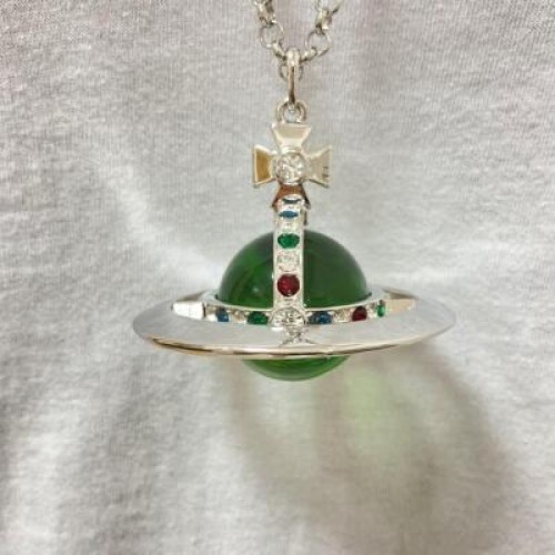 【In Box/Drawstring】Medium Orb Necklace Green Silver Top 6.5cm