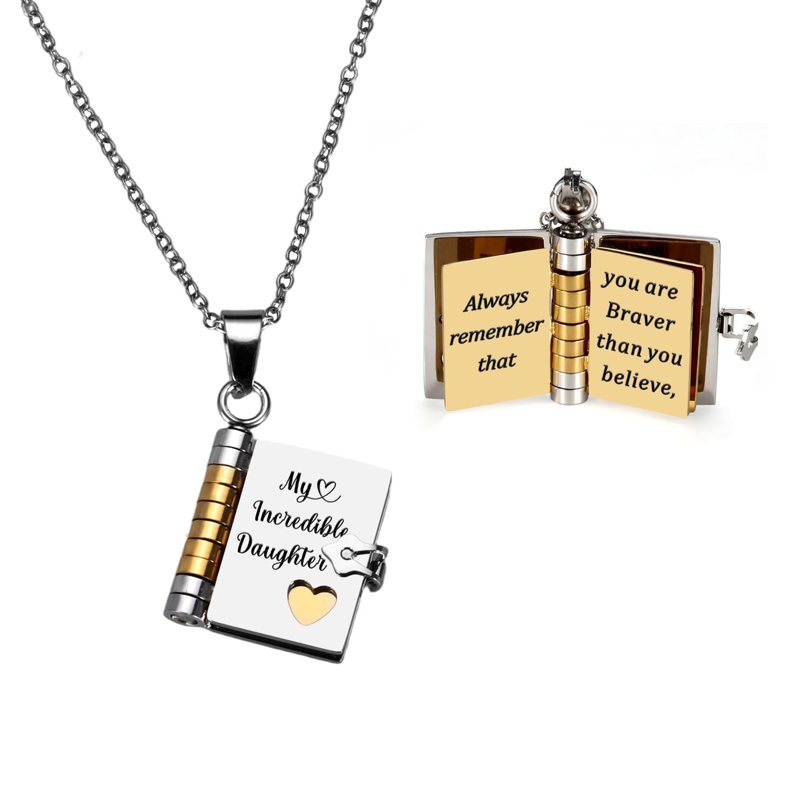 My Incredible Daughter Book Necklace Gifts for Daughter from Mom Dad Engraved…