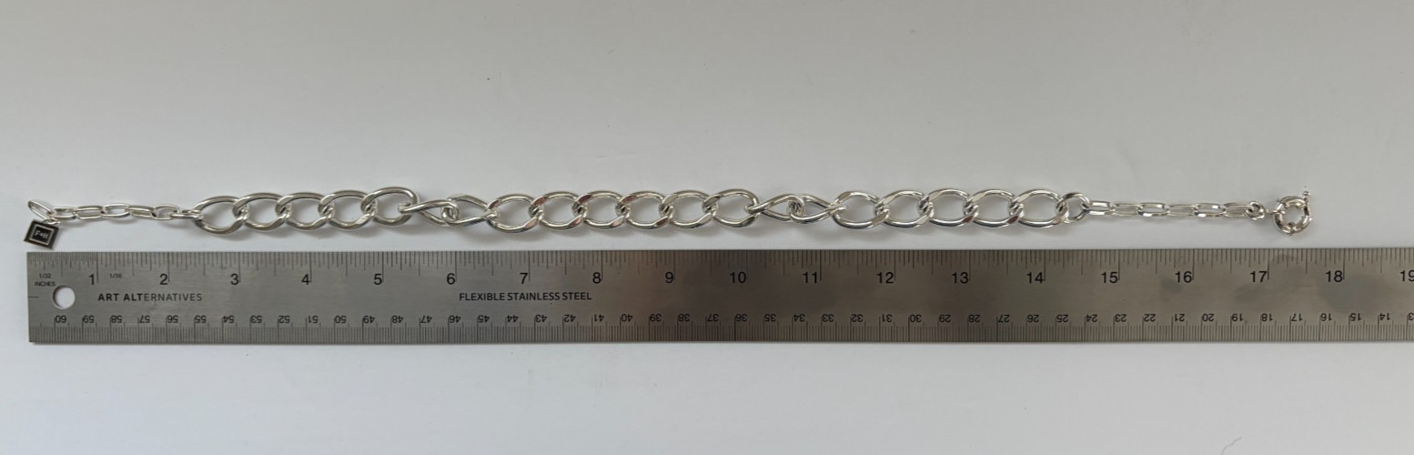 F+H Studios Chunky Curb Chain Choker Necklace 17.5″ Sterling Silver Plated