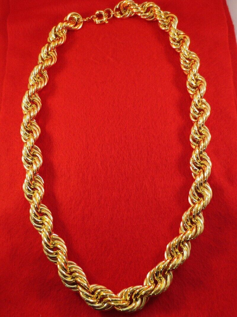 20 MM 18KT GOLD EP 24″-26″-28″-30″ FAT DOOKIE RUN DMC ROPE CHAIN NECKLACE