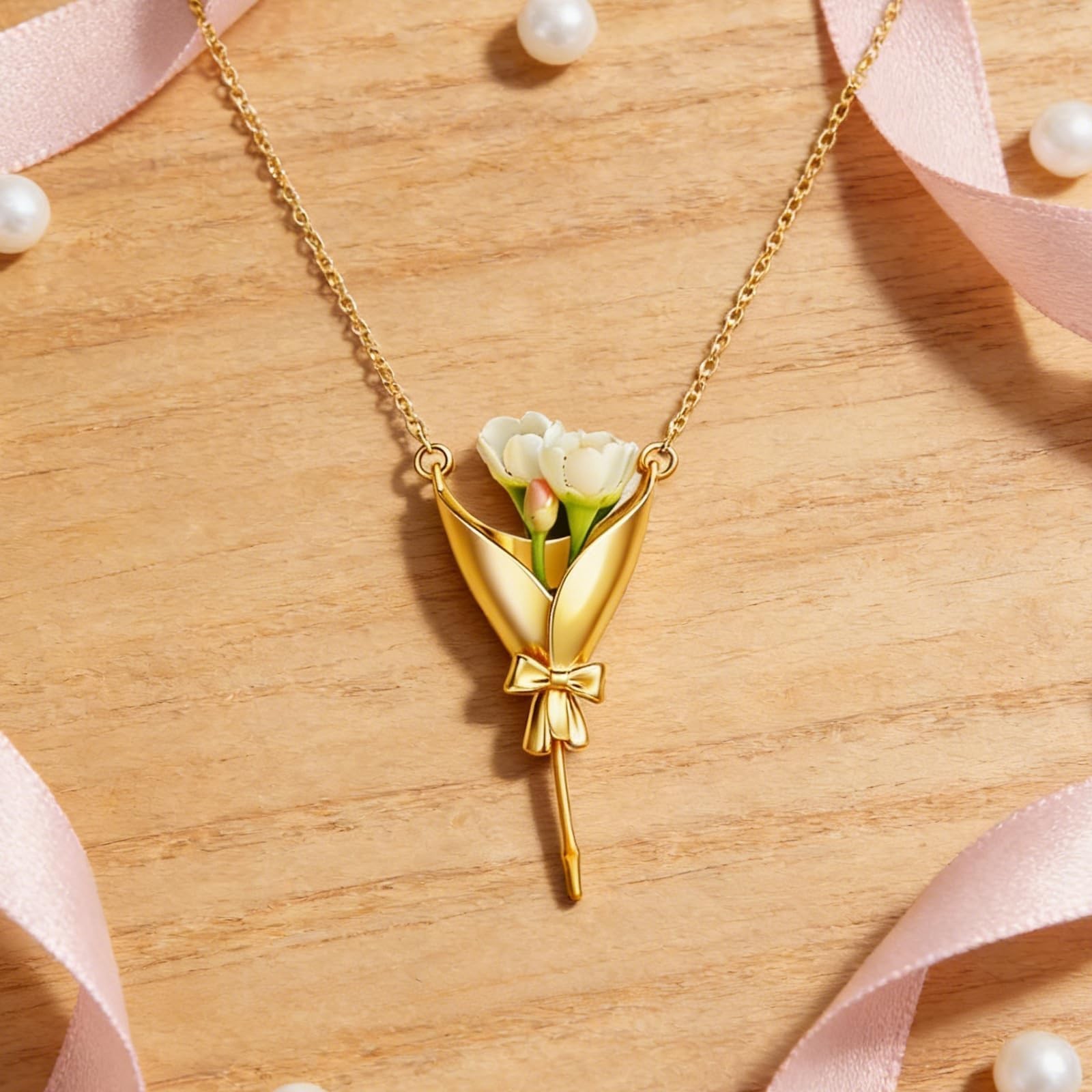 Flower Holder Necklace DIY Flower Bouquet Necklace Floral Vase Pendant for Gr…