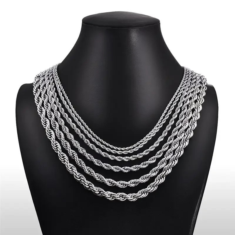 925 Sterling Silver 5/6/8MM 16-30 Inches Rope Chain Necklace For Men Women