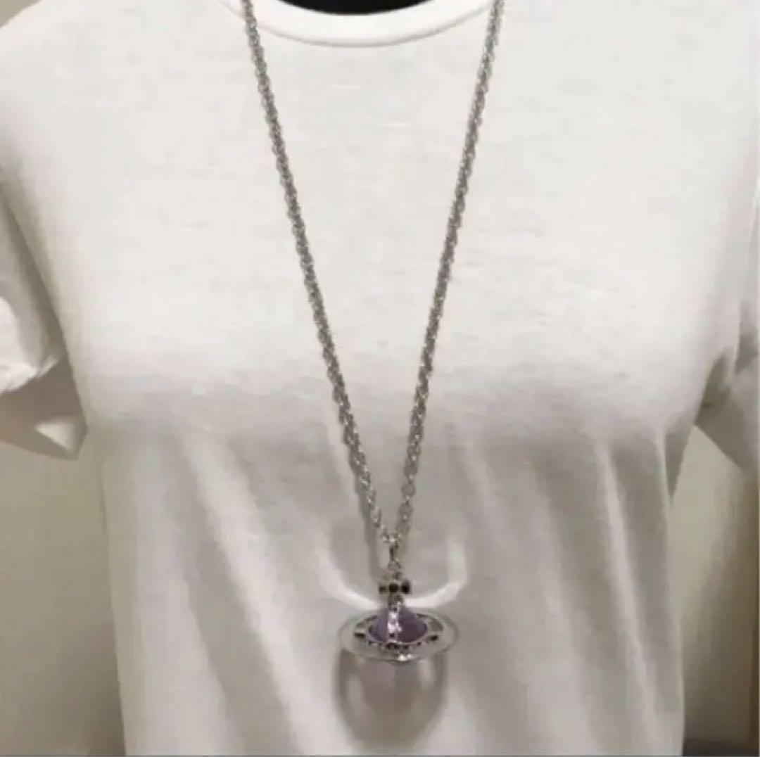 Vivienne Westwood Necklace Small Orb Silver Purple IN BOX [EJ0154