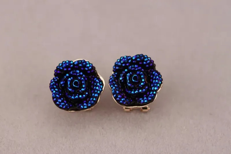 Blue Resin Flower Necklace Earrings Set Women Chunky Statement Jewelry New Gift
