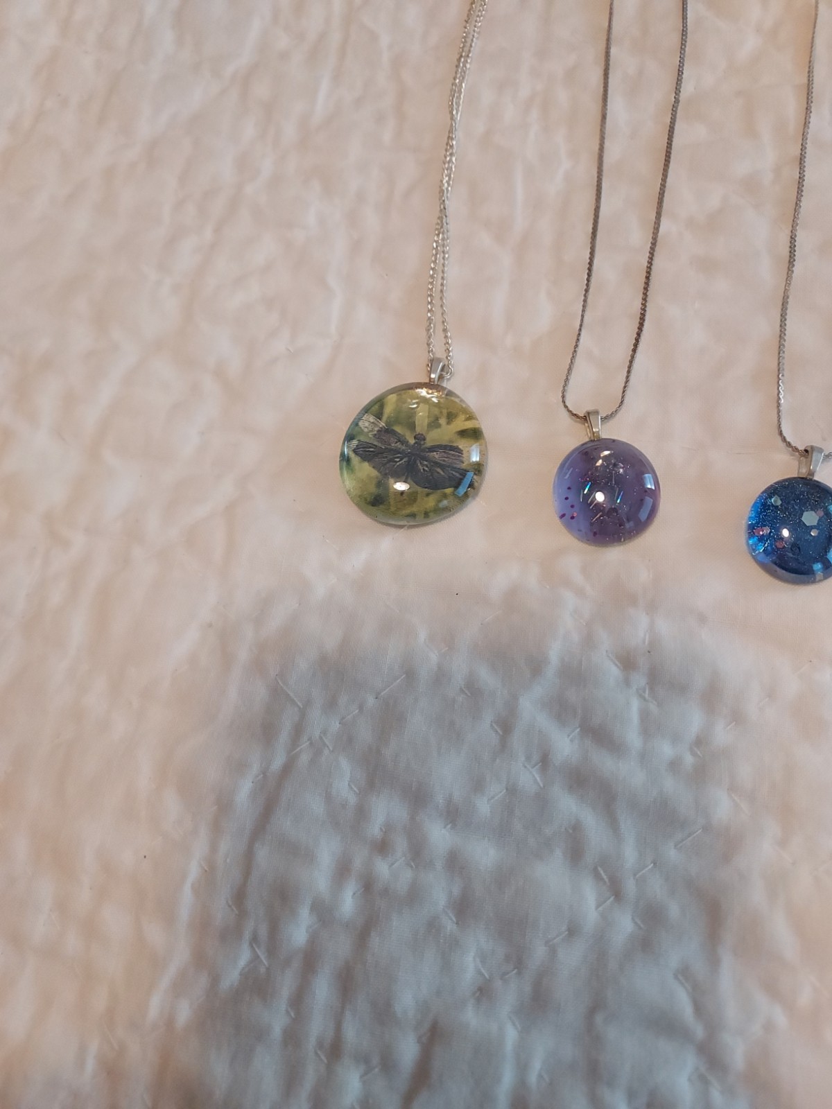 Lot Of 7 Handmade Glass Bead Necklaces Reseller Sparkle Marble w/ Chain NWOT