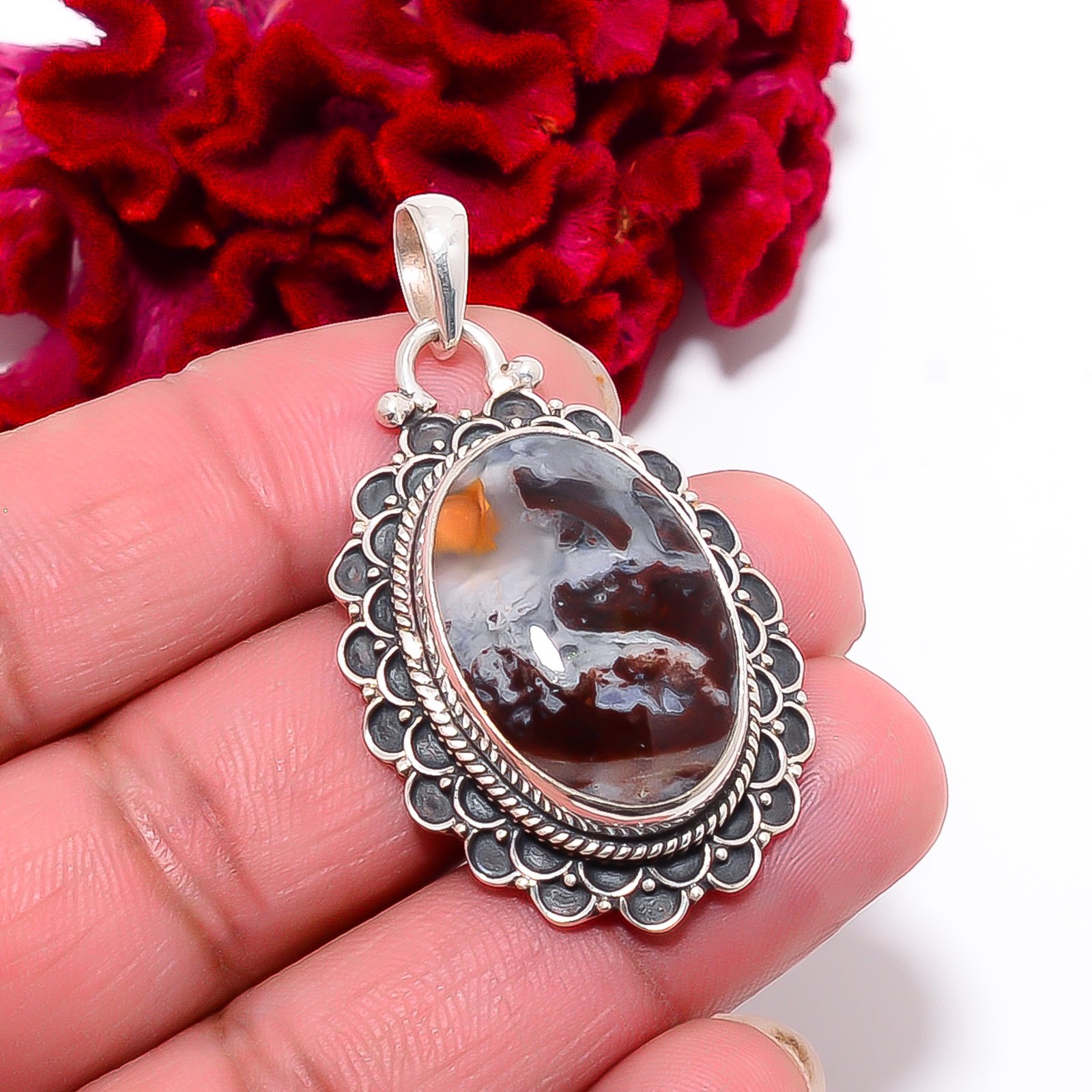 Aqua Chrysoprase – Australia Handmade 925 Sterling Silver Pendant 1.95″ P99928