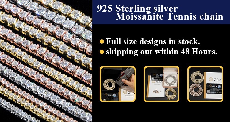 2-6.5mm D Color VVS Moissanite Tennis Chain Necklace Bracelet Gift S925 Silver
