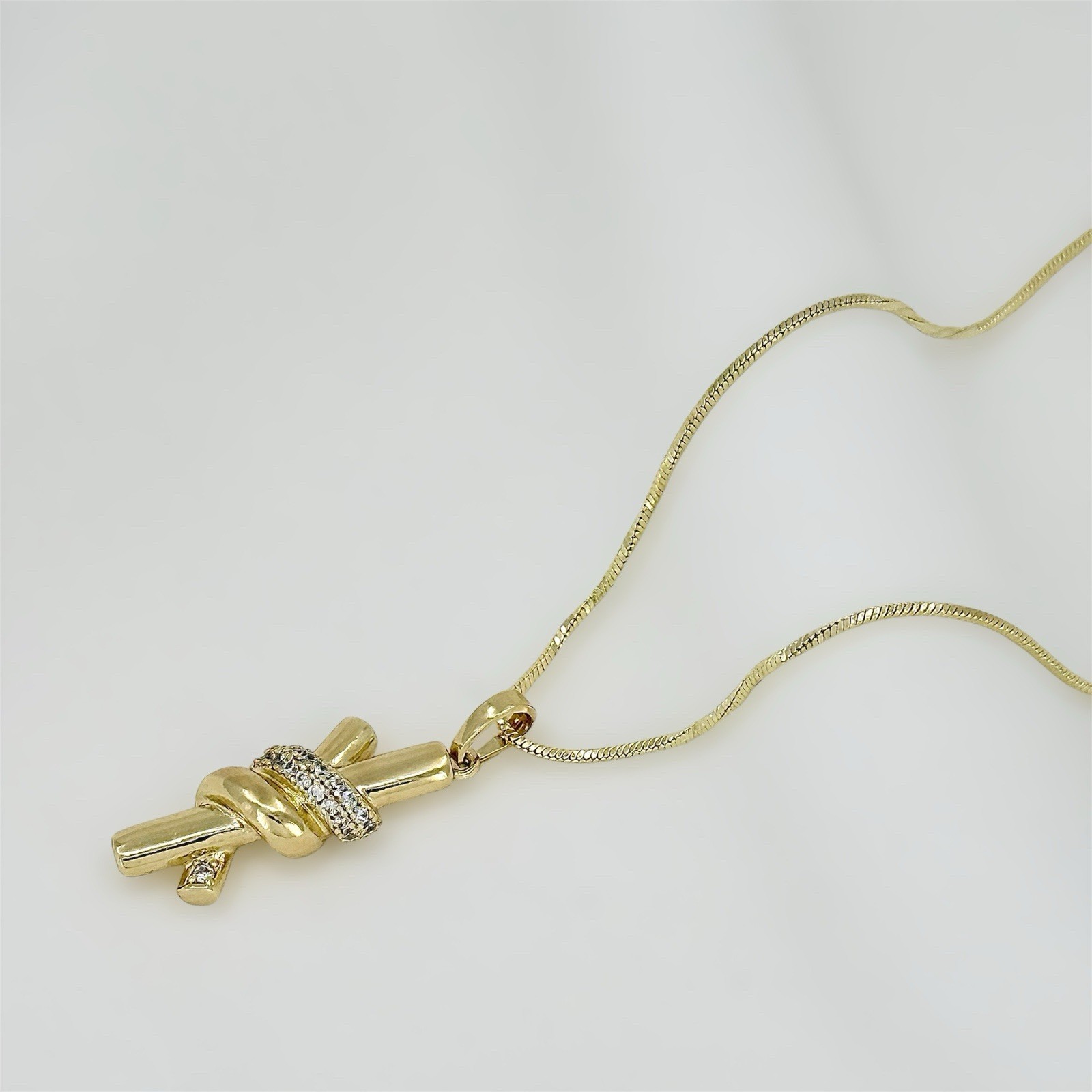 14K Gold Plated Knot Necklace with CZ Detail | Elegant Minimalist Jewelry