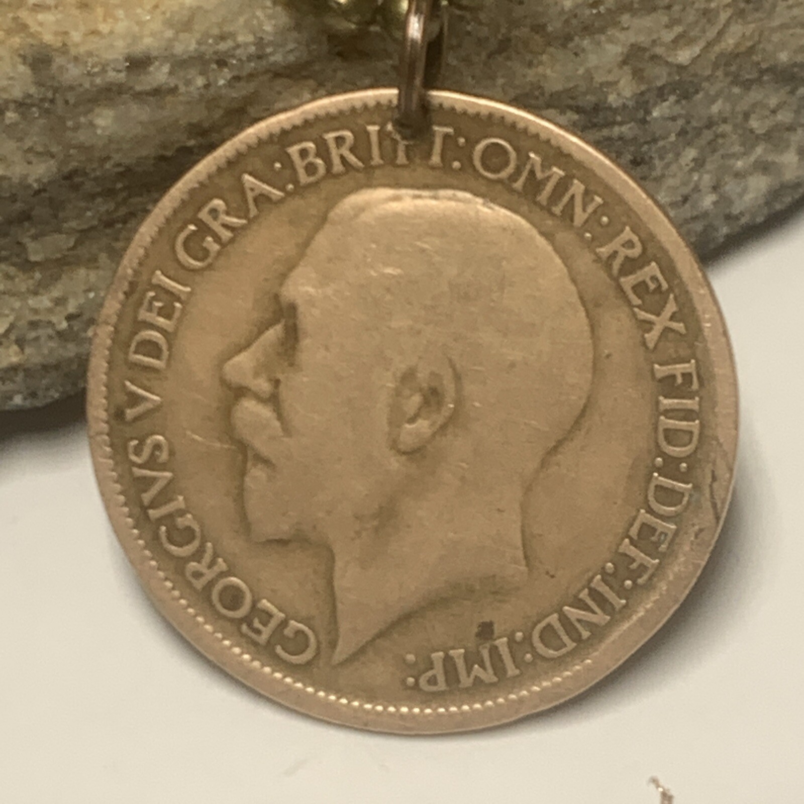 1916 UK ½ Penny – George V 1st portrait Coin Pendant Necklace. Great Gift 🎁 A1
