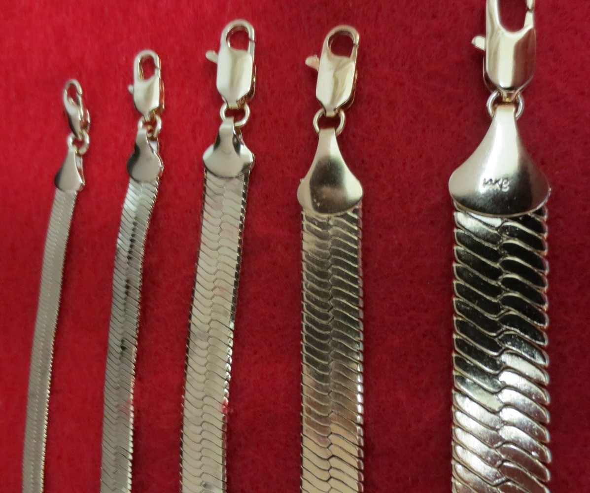 14KT WHITE GOLD EP FLEXIBLE HERRINGBONE CHAIN,4.5,6,8,10,12MM, LIFETIME WARRANTY