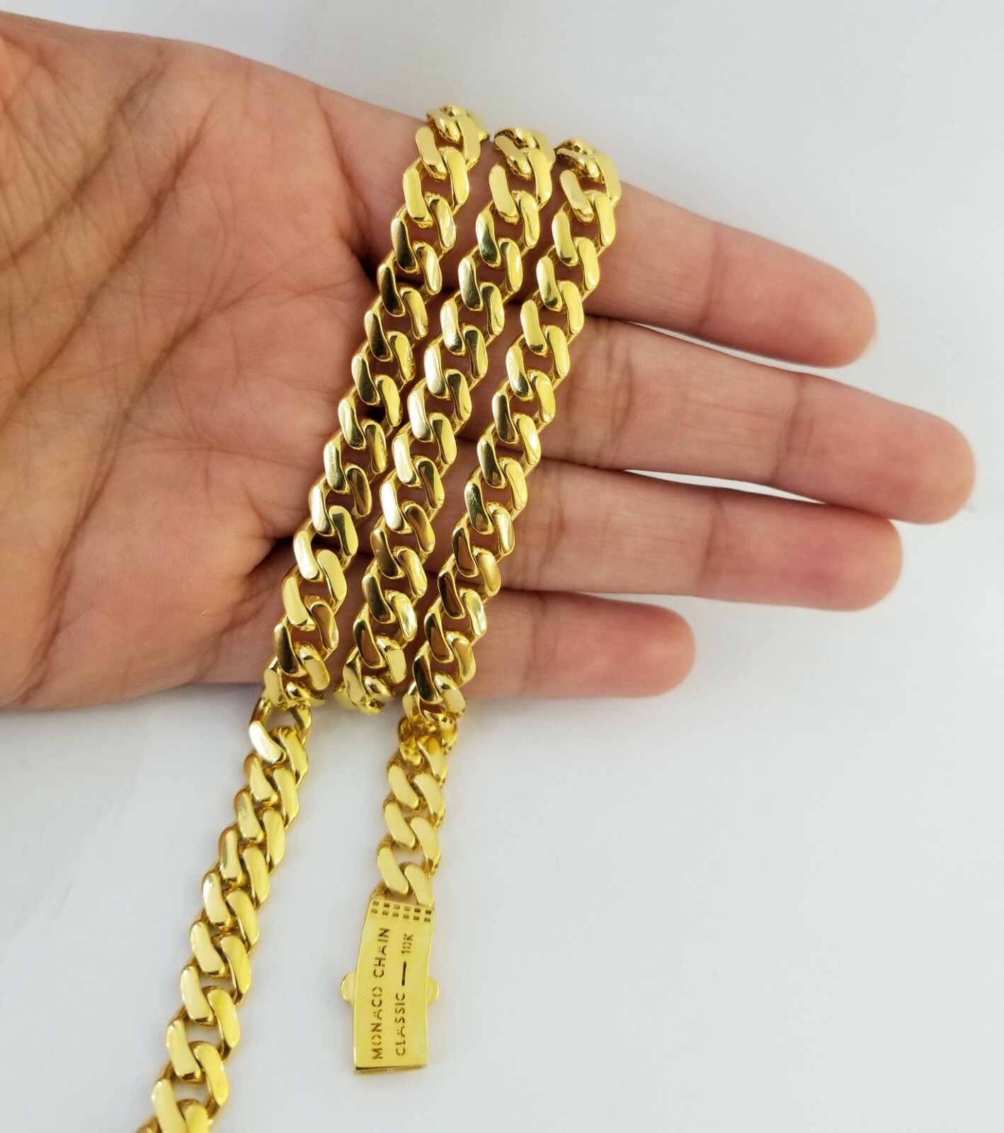 Real 10k Miami Cuban Link Monaco Chain 9mm 24″ inch Box Clasp 10kt Gold necklace