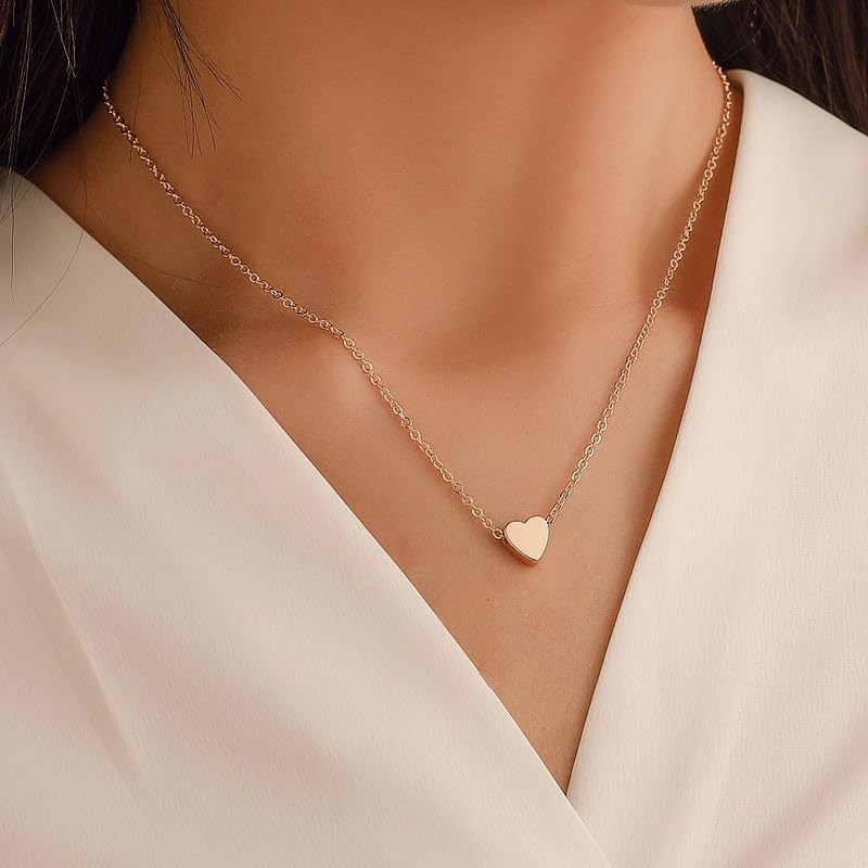 14K Gold/White Gold Plated Heart/Disc/Circle/Bee Necklace, Womens Choker Jewelry