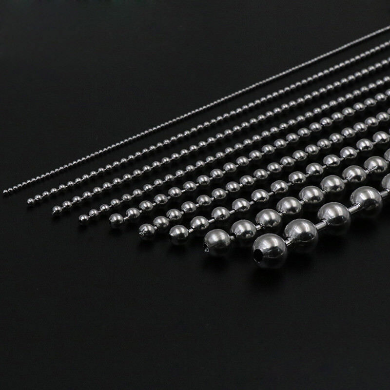 1.5mm-10mm Bead 304 Stainless Steel Ball Necklace Chain Silver Sold By Meters