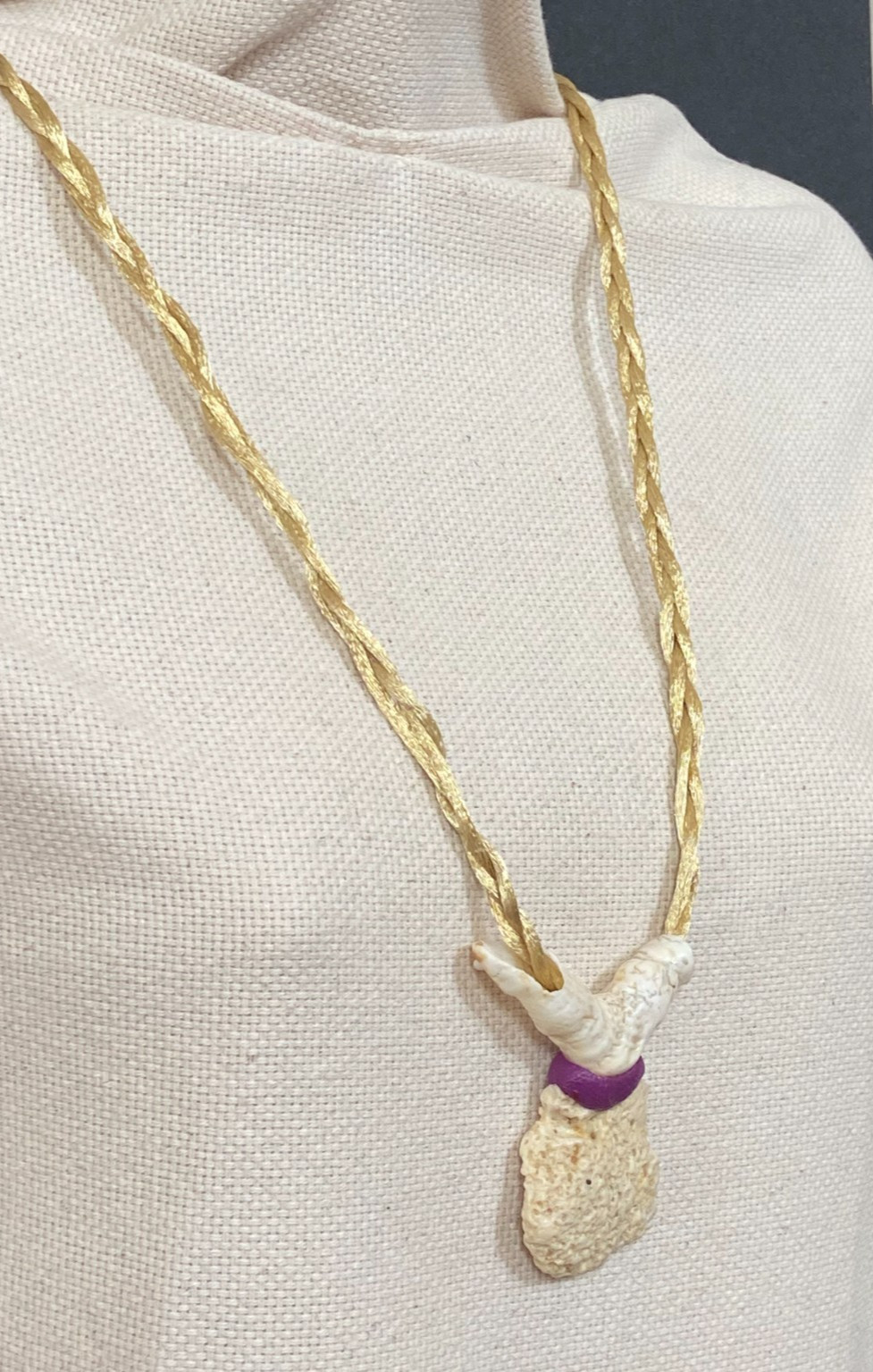 Handcrafted Coral Pendant Necklace – Adjustable Satin Cord with Dancing Figure