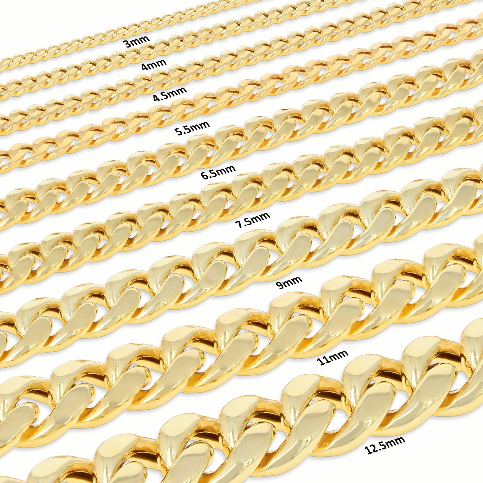 14K Yellow Gold 3mm-12.5mm Miami Cuban Link Chain Necklace Mens Women 16″- 30″