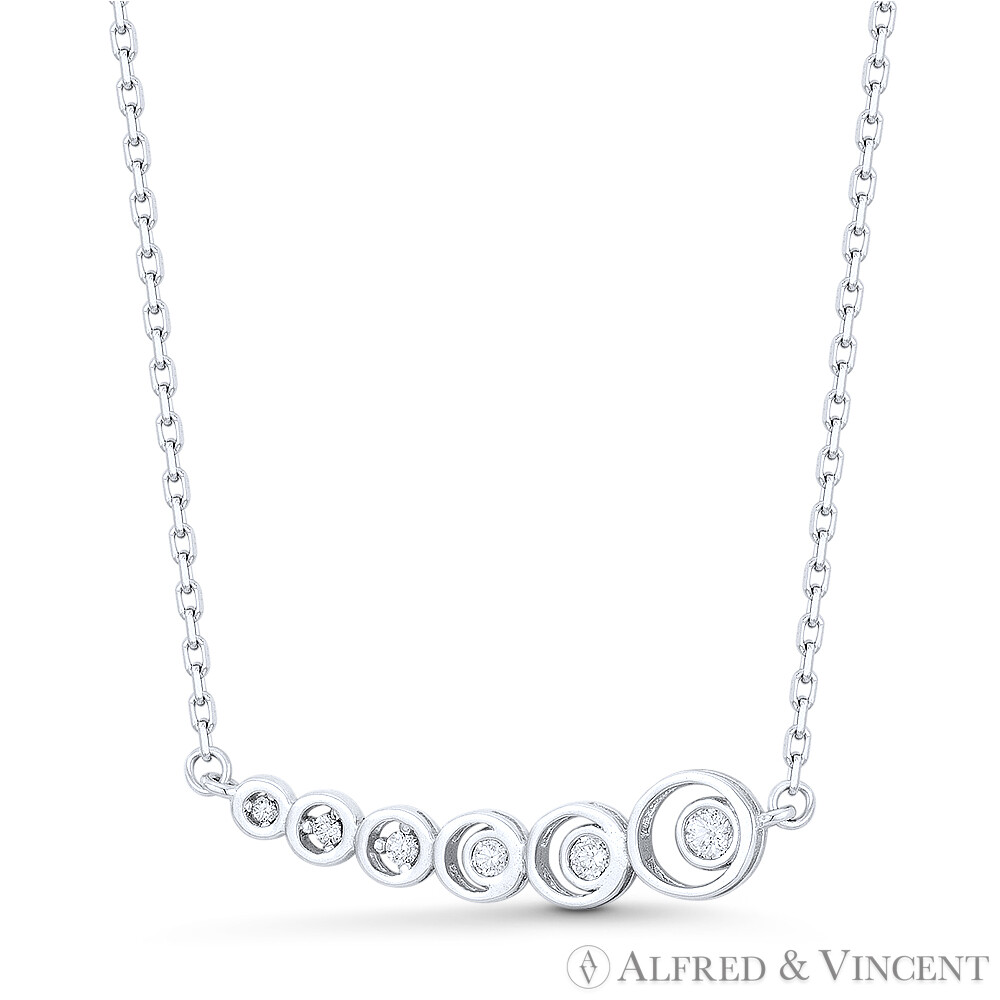 Curved Bar CZ Crystal .925 Sterling Silver Love Journey Charm Pendant & Necklace