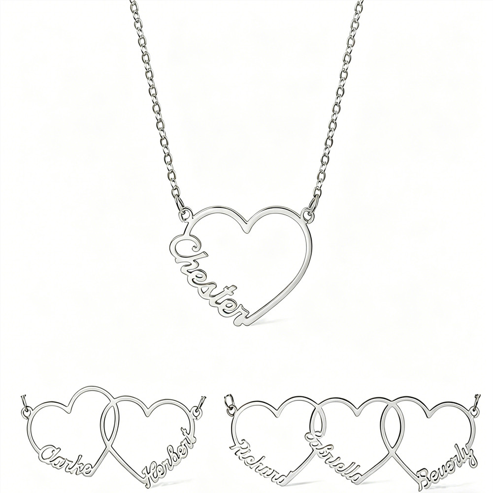 Personalized Couples Name Heart Pendant Necklace Relationship Custom Jewelry