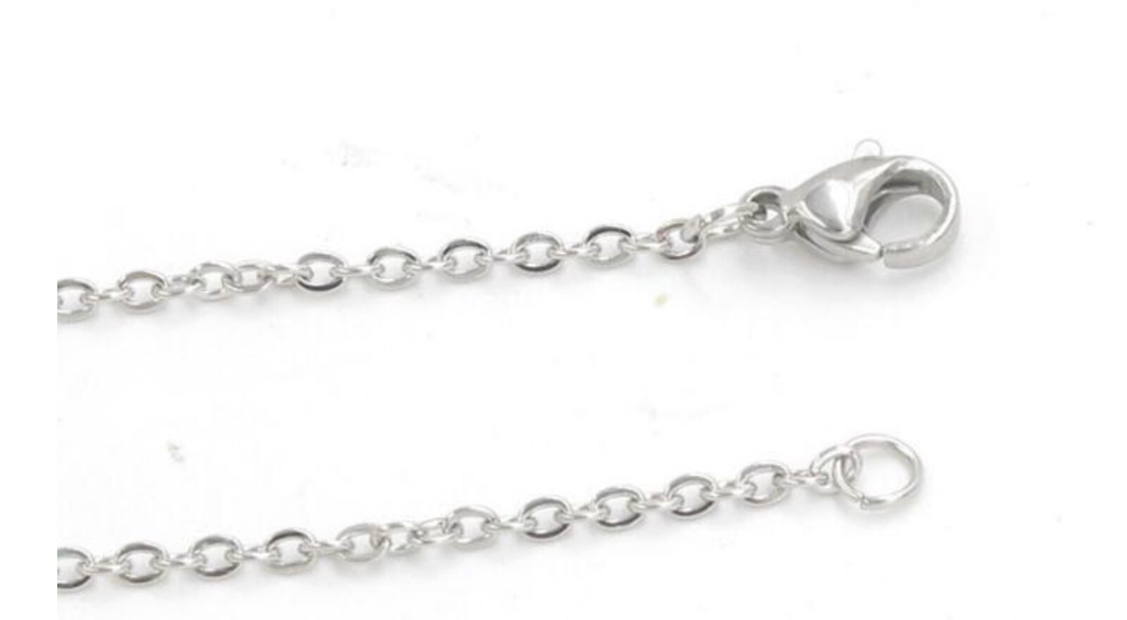 Stainless Steel 50 cm (19.7 in) 2 mm Link Chain Necklace with 2 in extender