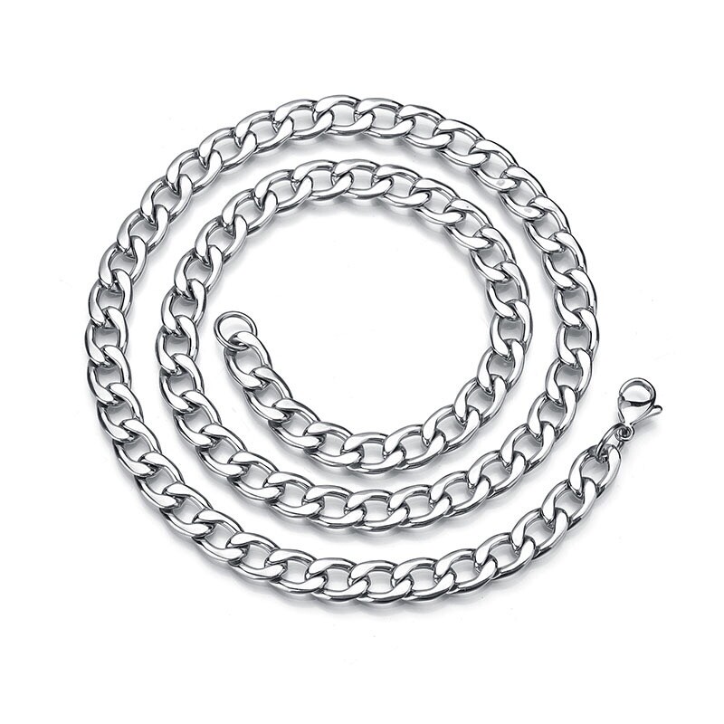 2-15mm Men’s 316L Stainless Steel Silver Curb Link NK Necklace Chain Wholesale