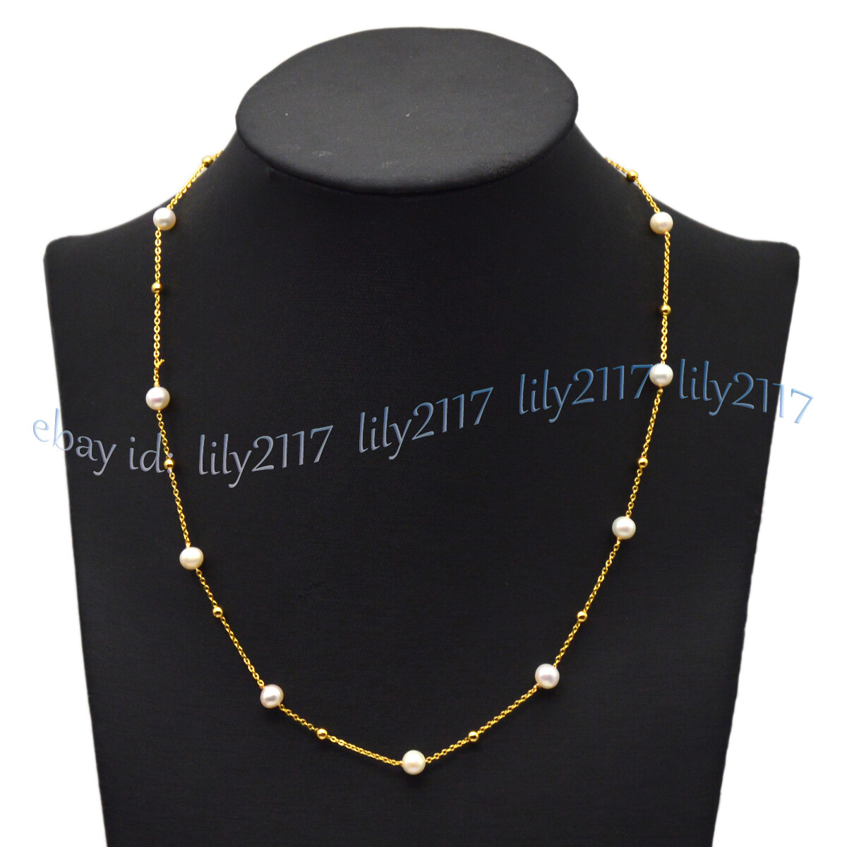 Real Natural 6-7mm White Freshwater Baroque Pearl Gold Chain Necklace 20/32”