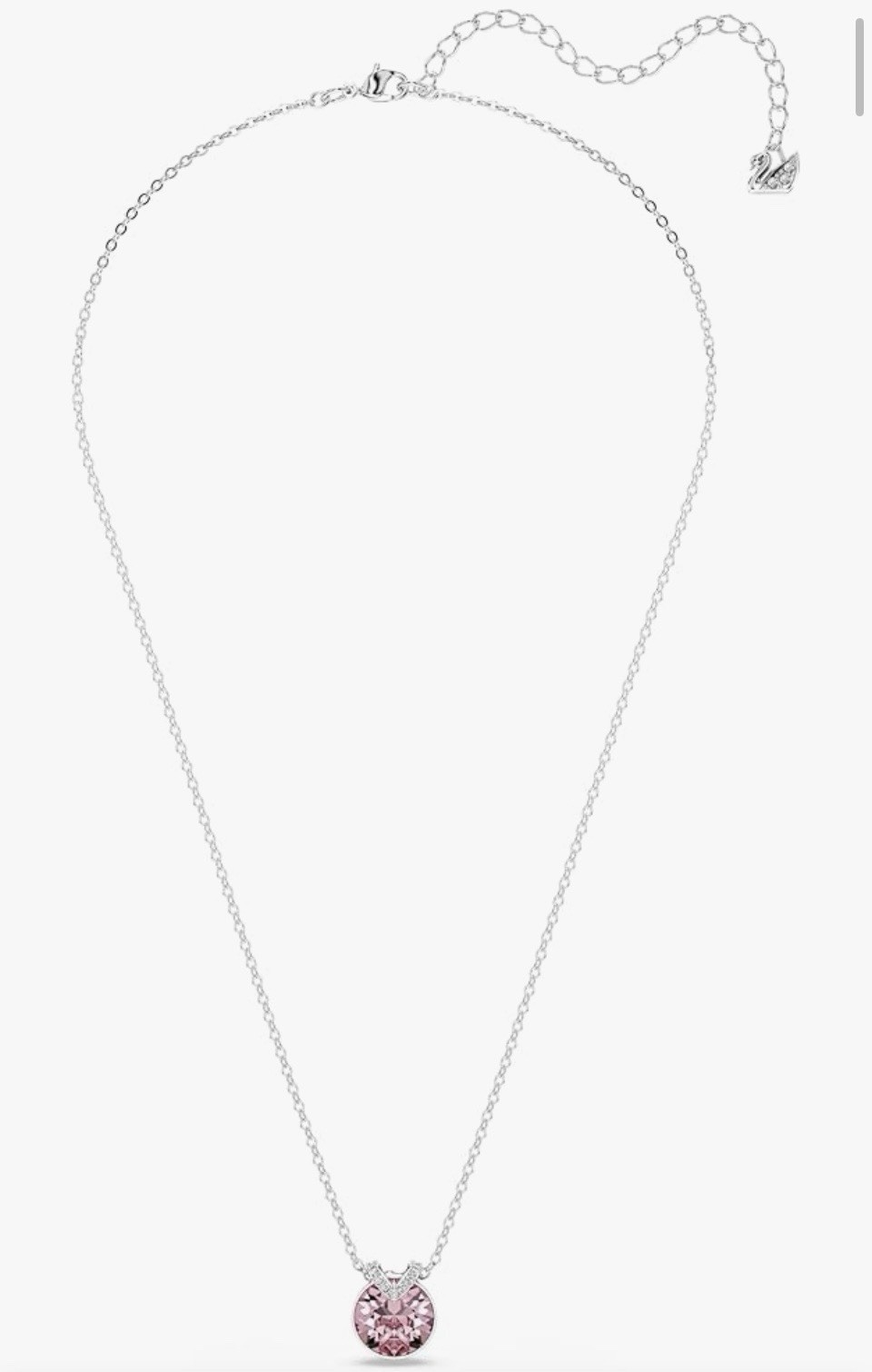 Swarovski Birthstone Pendant Necklace Collection Rhodium Finish Darker Pink