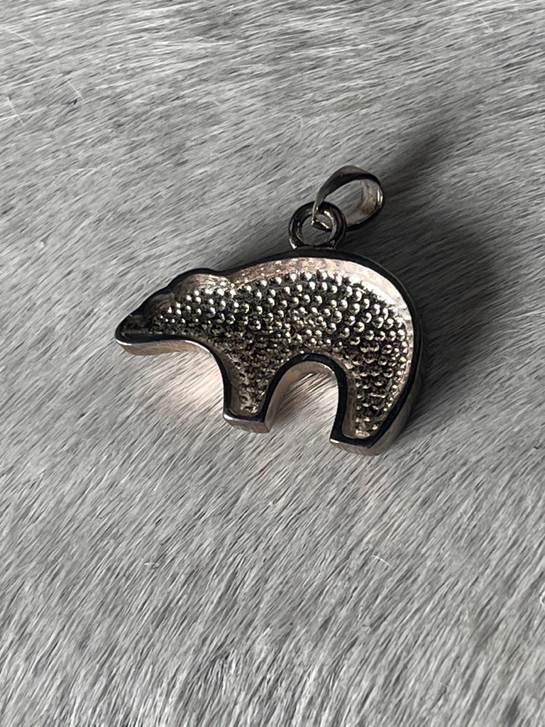 Silver Unisex Bear Pendant 1 x .75 in Silver Small Bail for Chain Polar Grizzly
