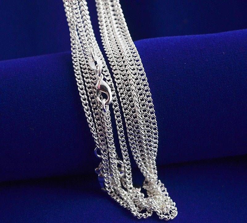 Wholesale 10pcs 925 Sterling Solid Silver Plated 2mm Curb Chain Necklace 16″-30″