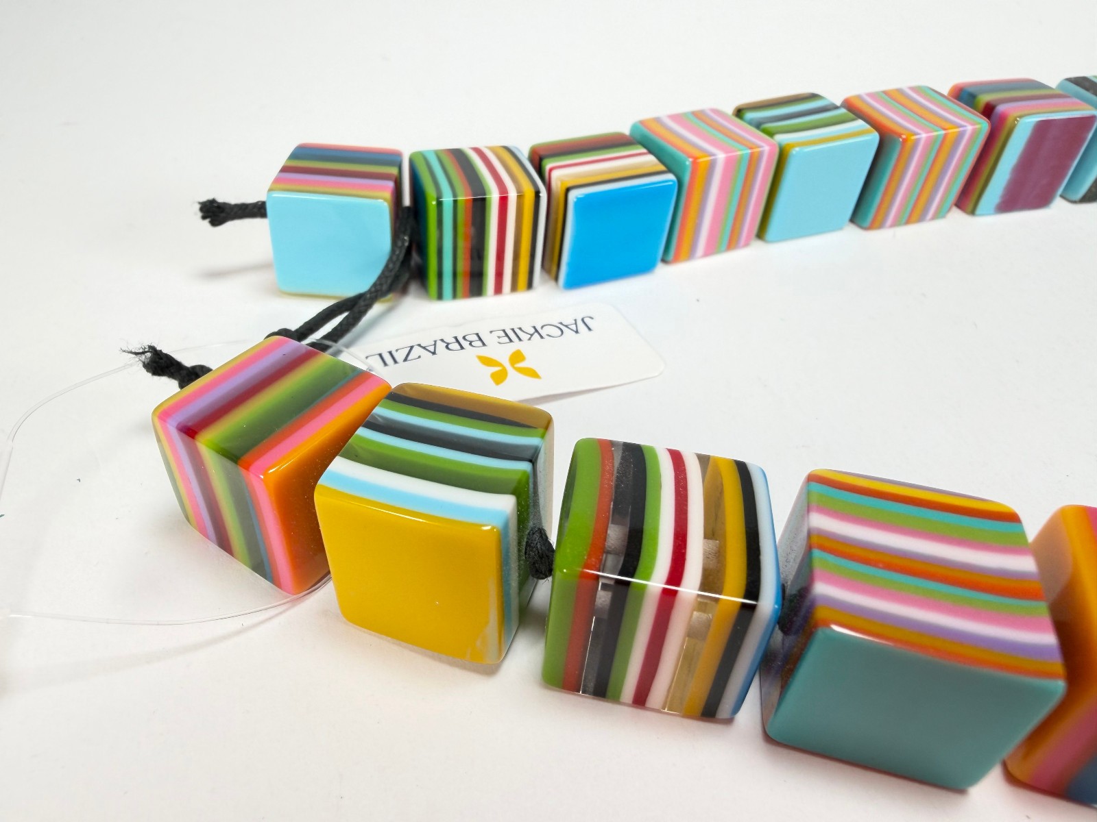 Jackie Brazil “POP” Liquorice Mix Colours Small Cubes 65cm Necklace ( N0046 )