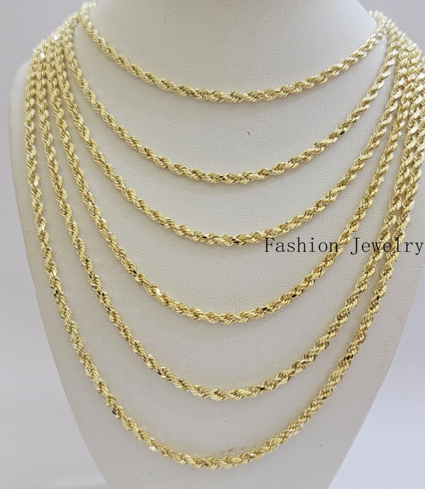 Real 14k Yellow Gold Rope chain necklace 2.5mm 3mm 4mm 5mm 18-26 Inch Men women.