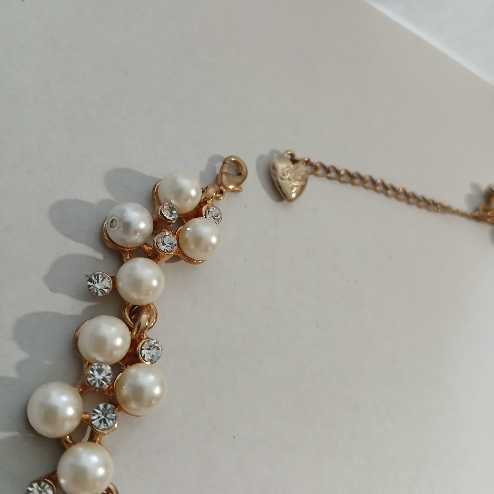 Betsey Johnson Faux Pearl and Rhinestone Cluster Collar Necklace Coquette…