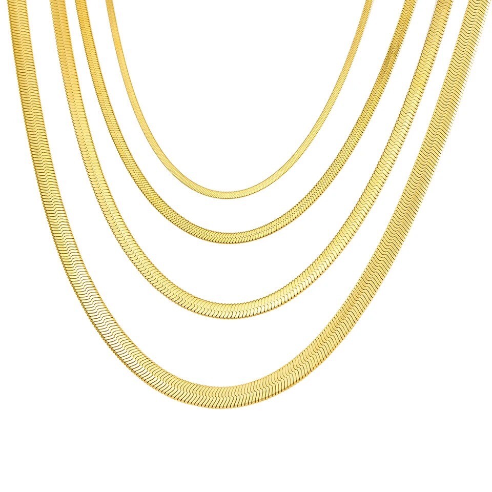 Snake Chain Gold Plated 0 5/32in 18K Stainless Steel Men Women Watertight K407D