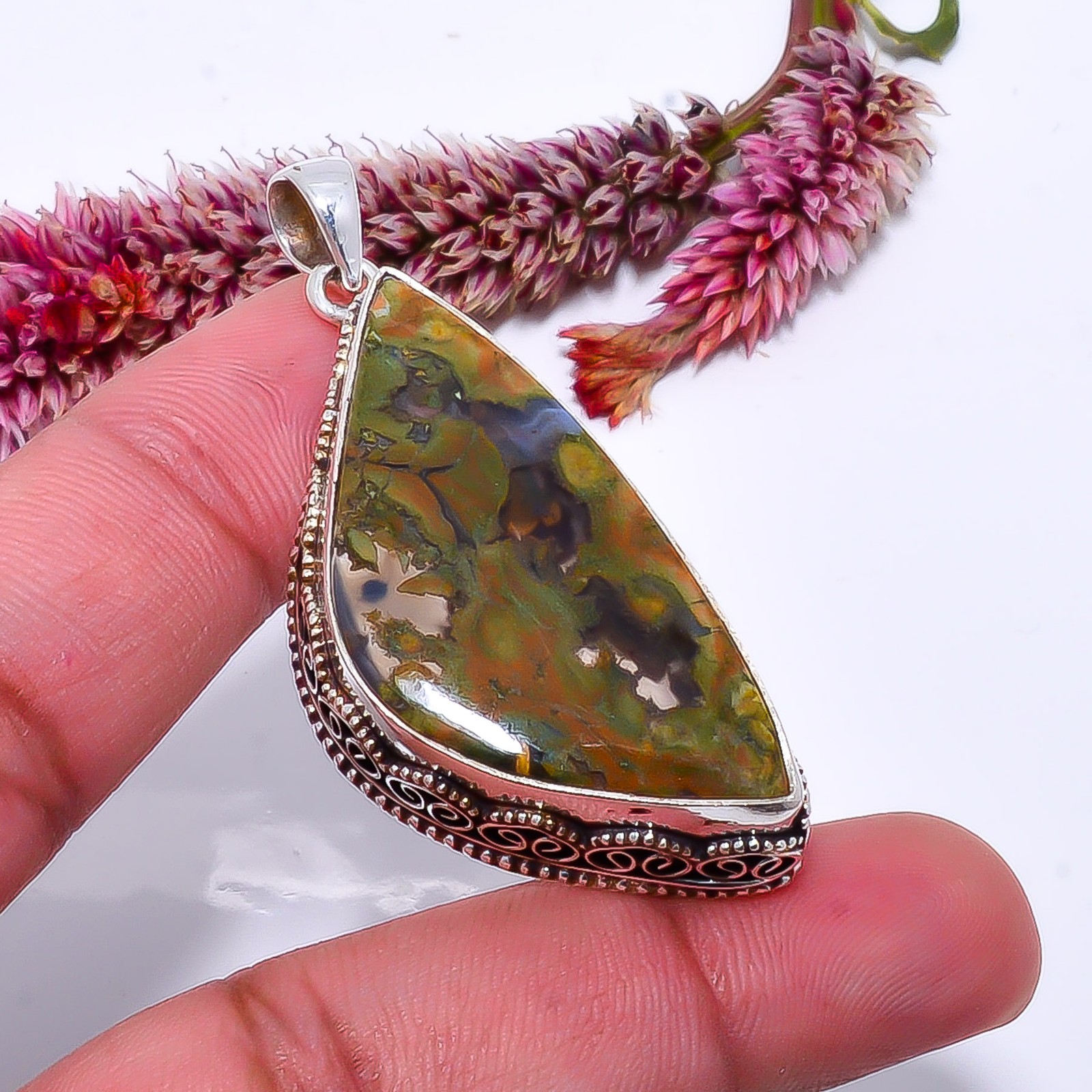 Rainforest Jasper – Australia Fine Art 925 Sterling Silver Pendant 2.15″ P114250