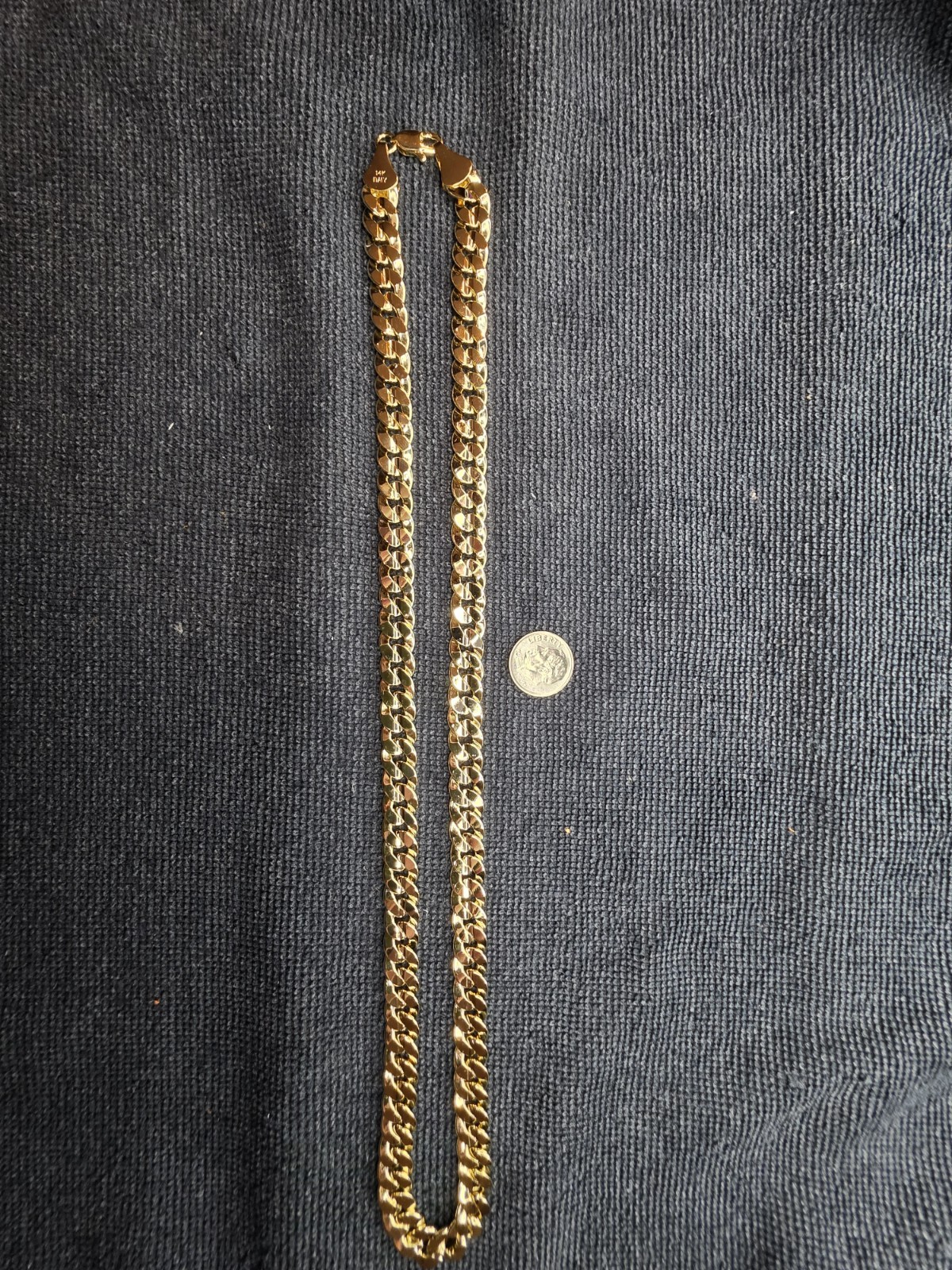 14k Yellow Gold Filled Cuban Link Chain Necklace Lobster Clasp Signed 22 in