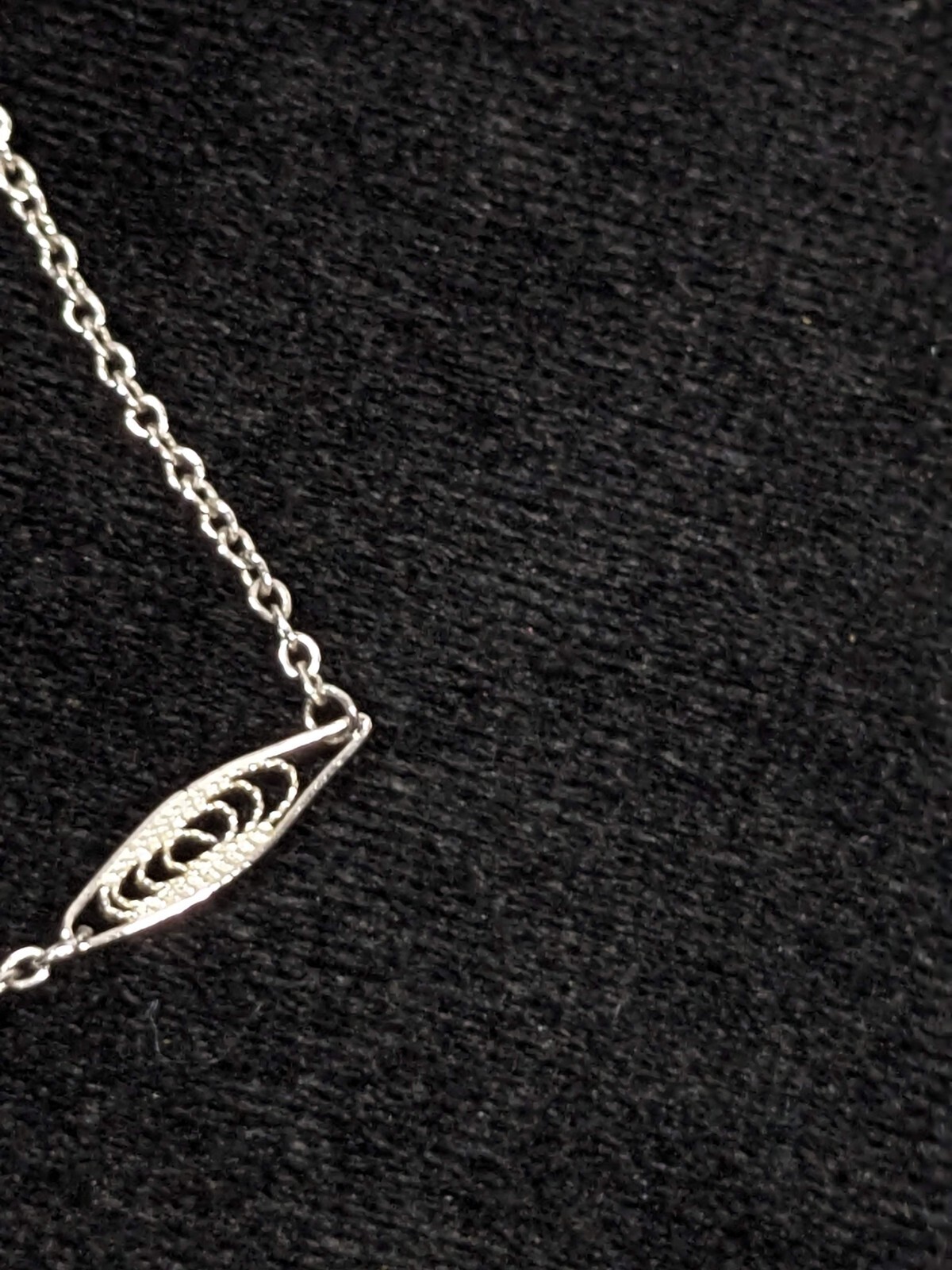 Vintage Napier Silver Tone Open Work Oval Station Chain Choker Necklace 15 in