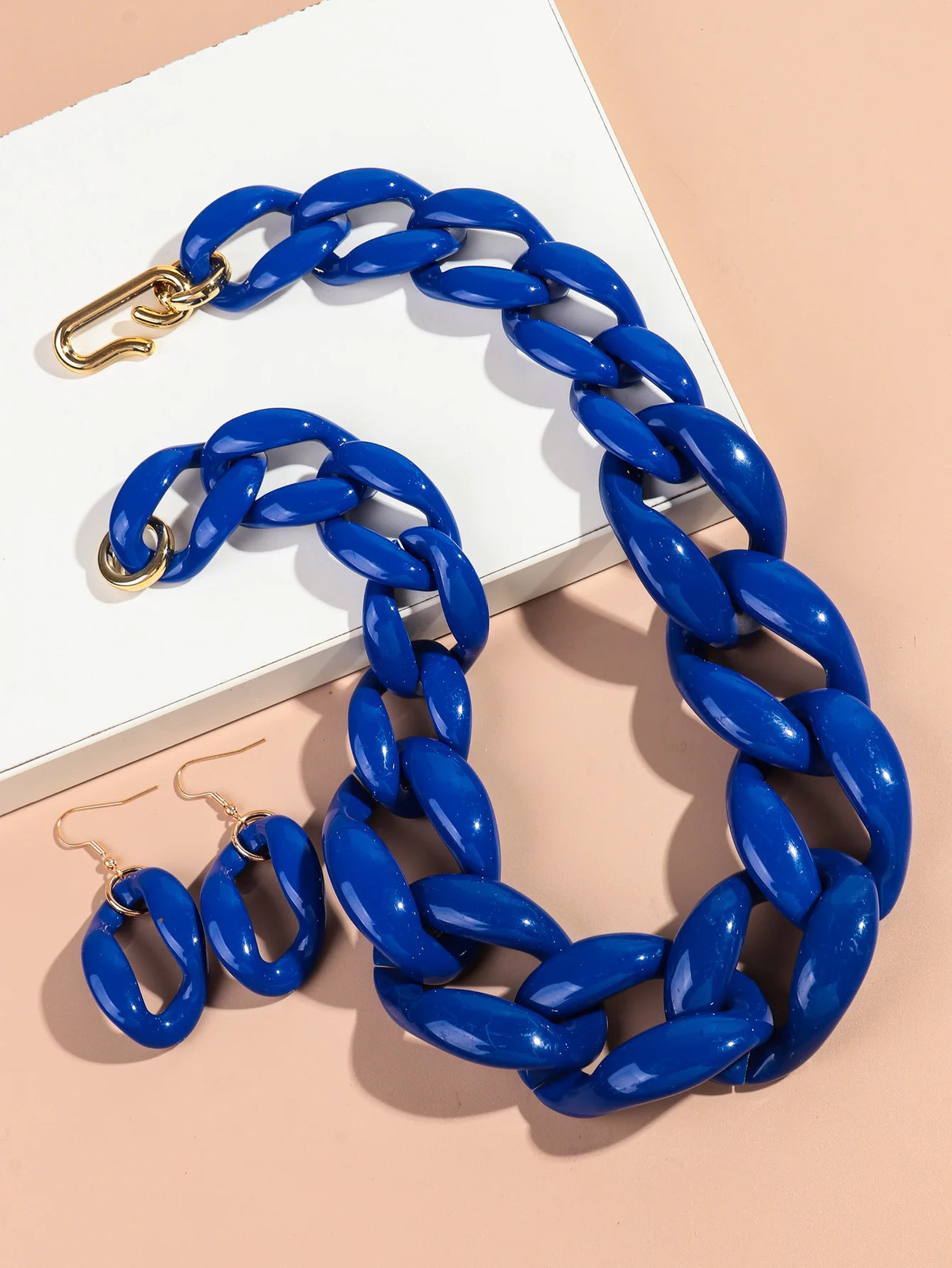 Acrylic Link Chain Necklace Chunky Statement 50cm Party Collar Women Jewelry