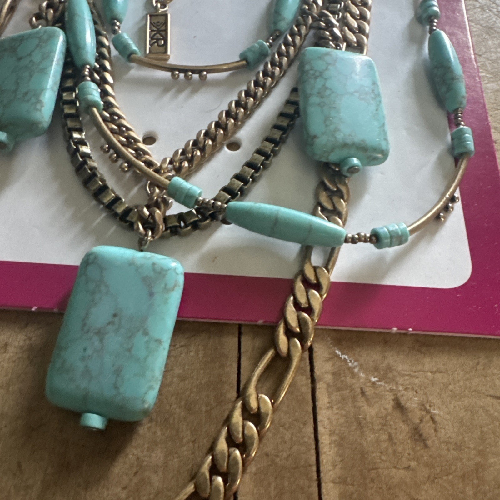 Silpada KR Toes in the Sand Tiered Howlite Turquoise & Brass Necklace NWT