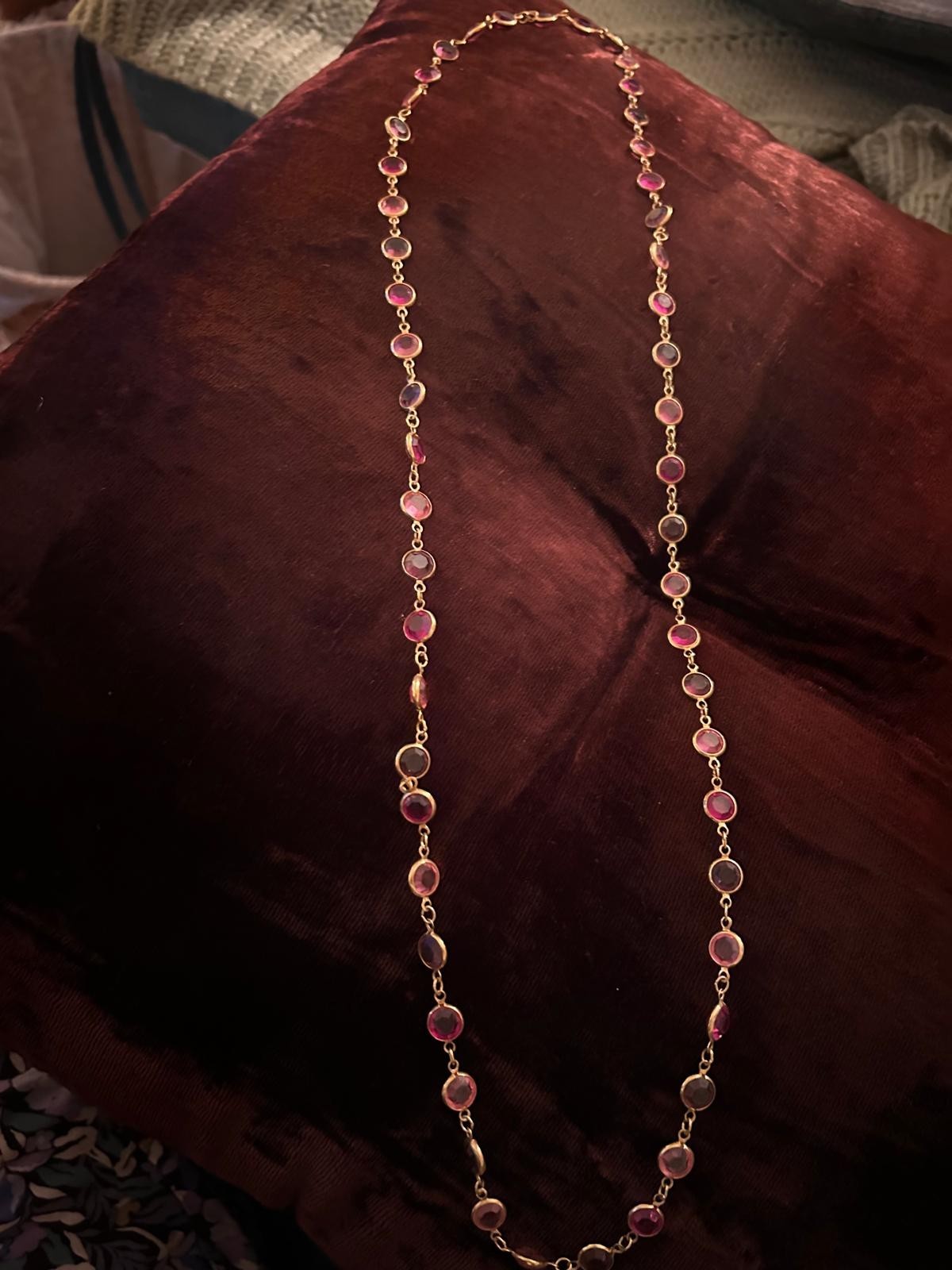 Swarovski Gold Plate Necklace Bezel Round Pink Purple Crystals