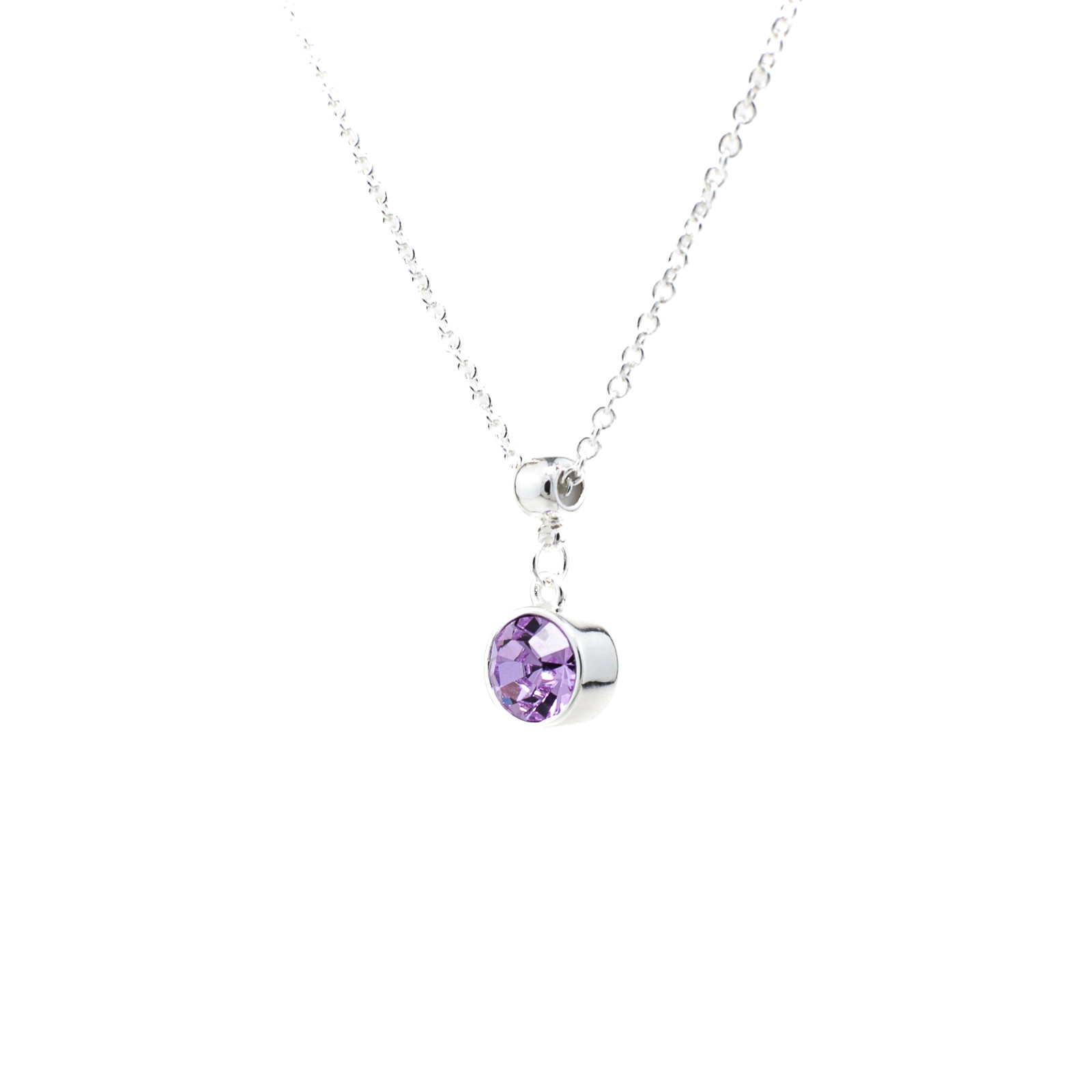June Birthstone Alexandrite Necklace, Light Purple Bohemian Crystal, Silver