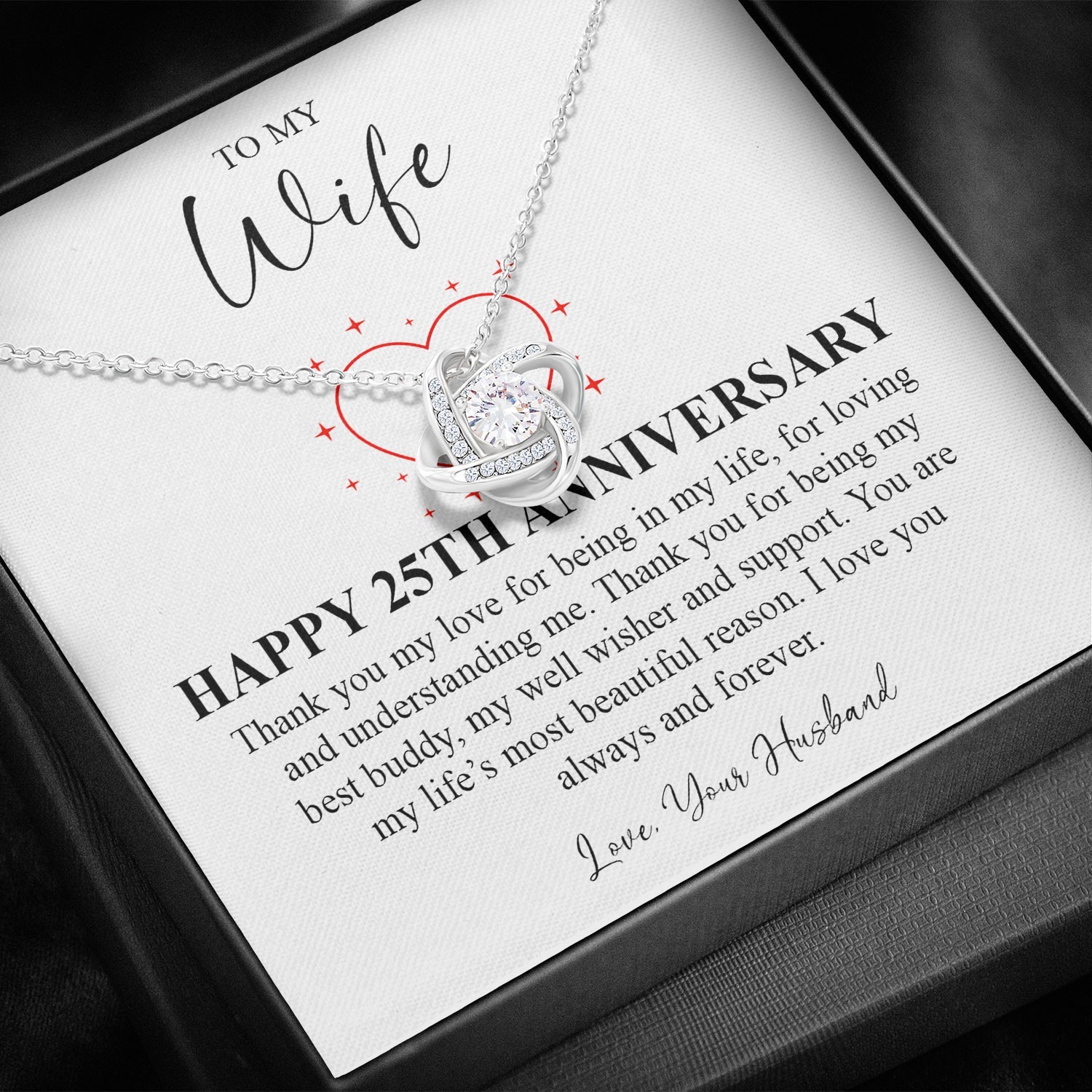 25th Anniversary Necklace Gift for Wife 25 Year Wedding Jewelry