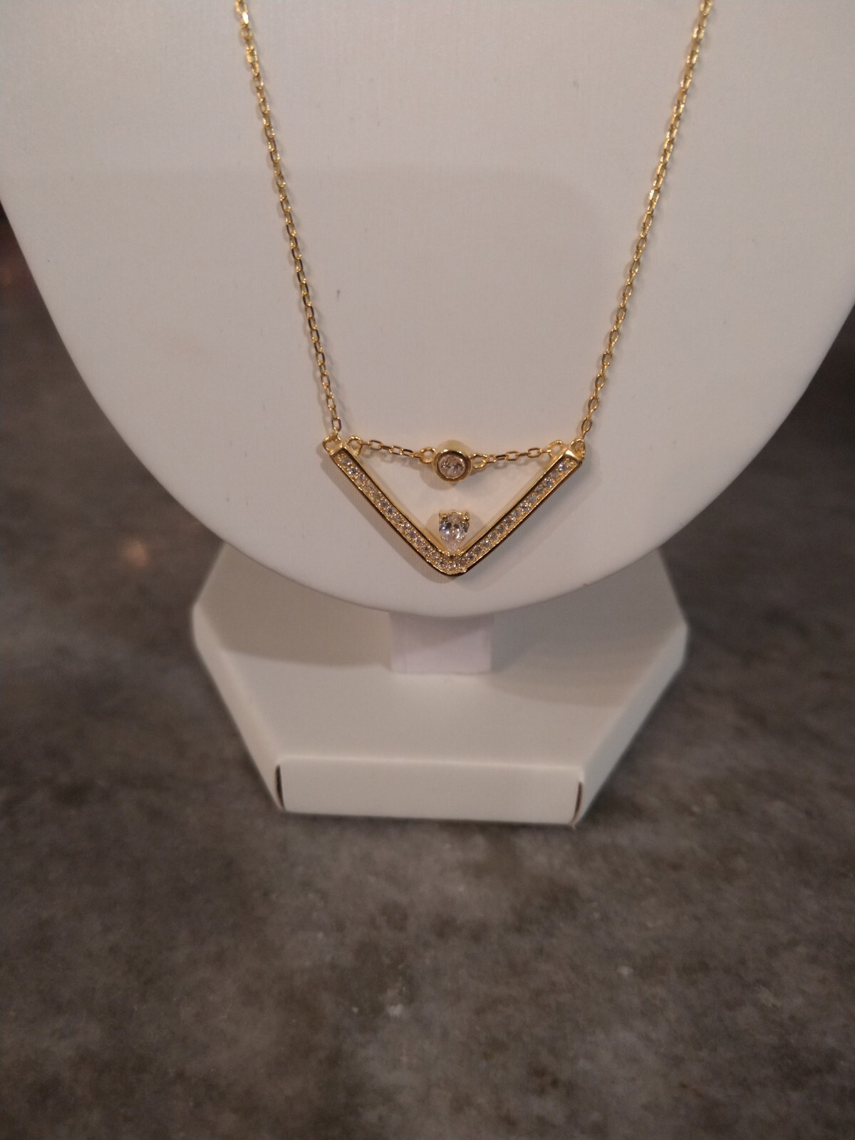 LA Simulated Diamond Trendy Necklace 17.5″/14K YG/Sterling Silver 0.80 Carats