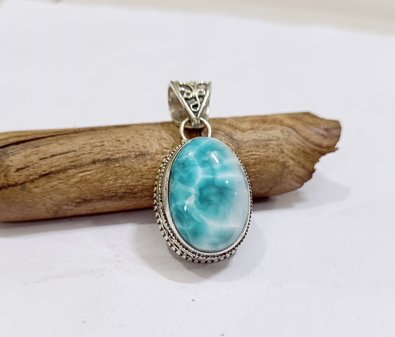 Larimar Handmade Designer pendant 925 Sterling Silver Women Jewelry Gift