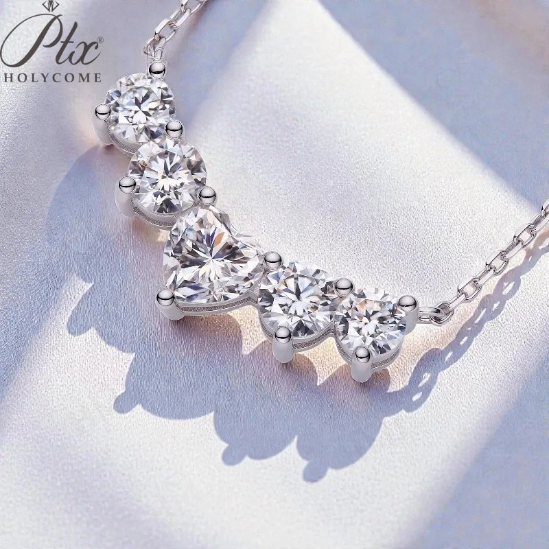 Star Heart Moissanite 925 Silver Necklace D Color VVS1 for Luxury Jewelry Gift