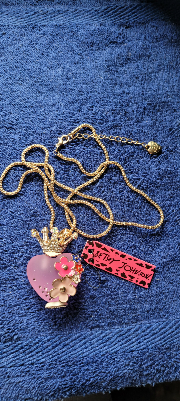 New Betsey Johnson Necklace Vase Flowers Purplish Pinkish Cute Collectible Nice
