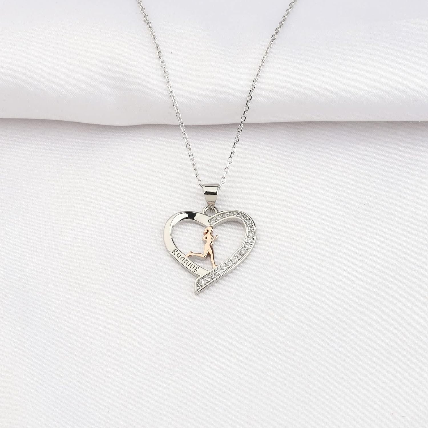 Inspirational Stainless Steel Running Necklace for Women – Adjustable 17+1.97in