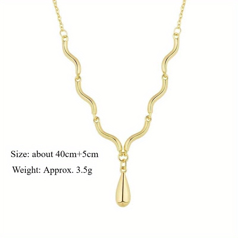 Women’s Irregular Ripple Teardrop Necklace Fashion Pendant Necklace Copper
