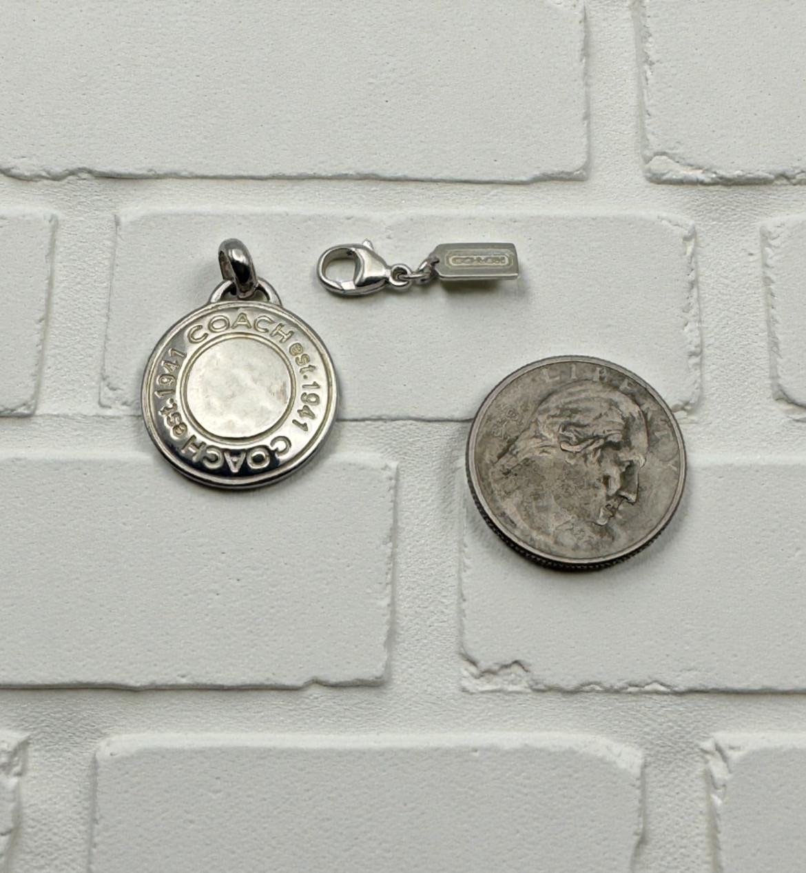 Coach Vintage Semi Hammered 925 Sterling Silver Coin Bombe Snaphead Pendant Y2K