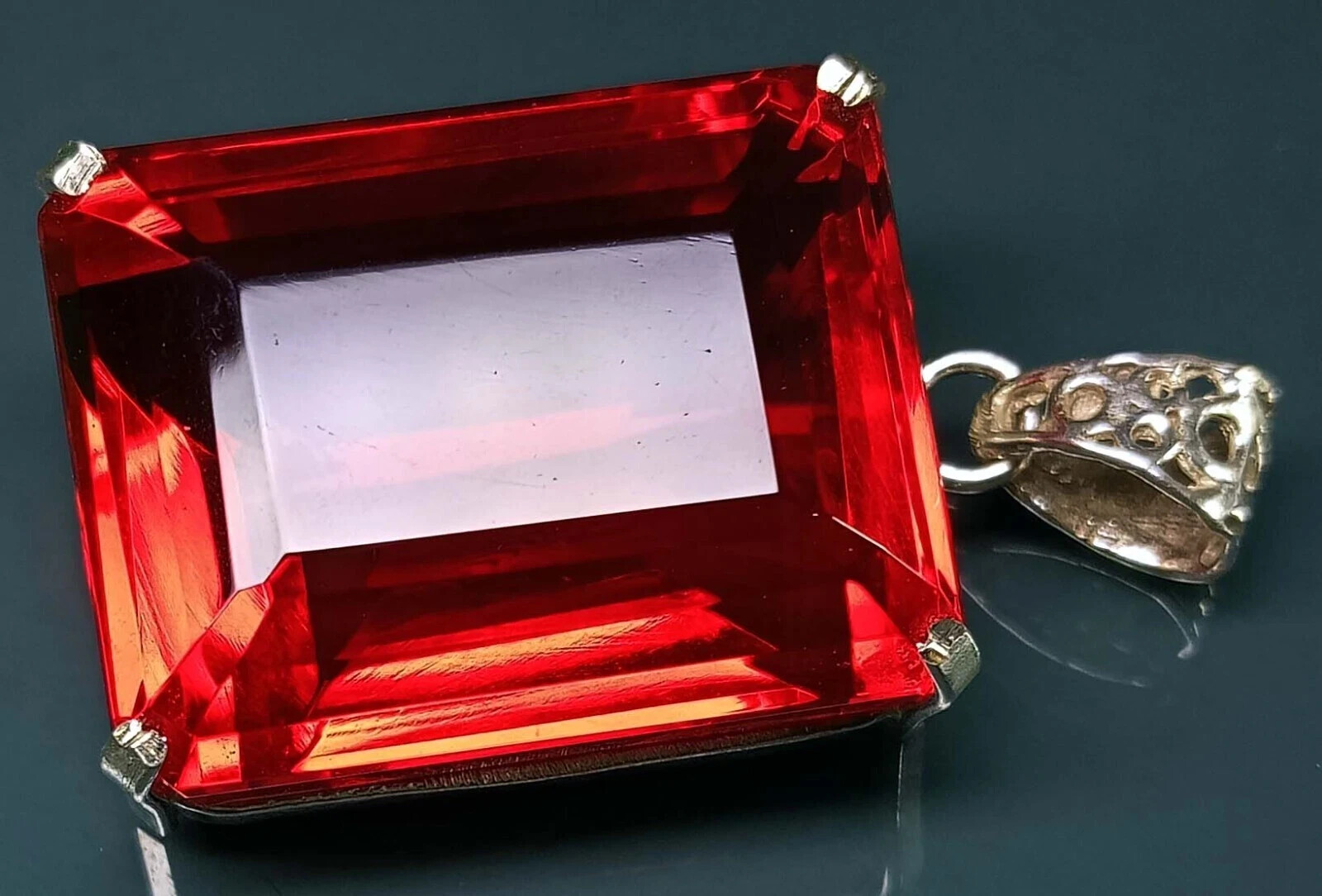 Natural Emerald Cut 135+ Ct Pendant Red Topaz Loose Gemstone Certified PD028