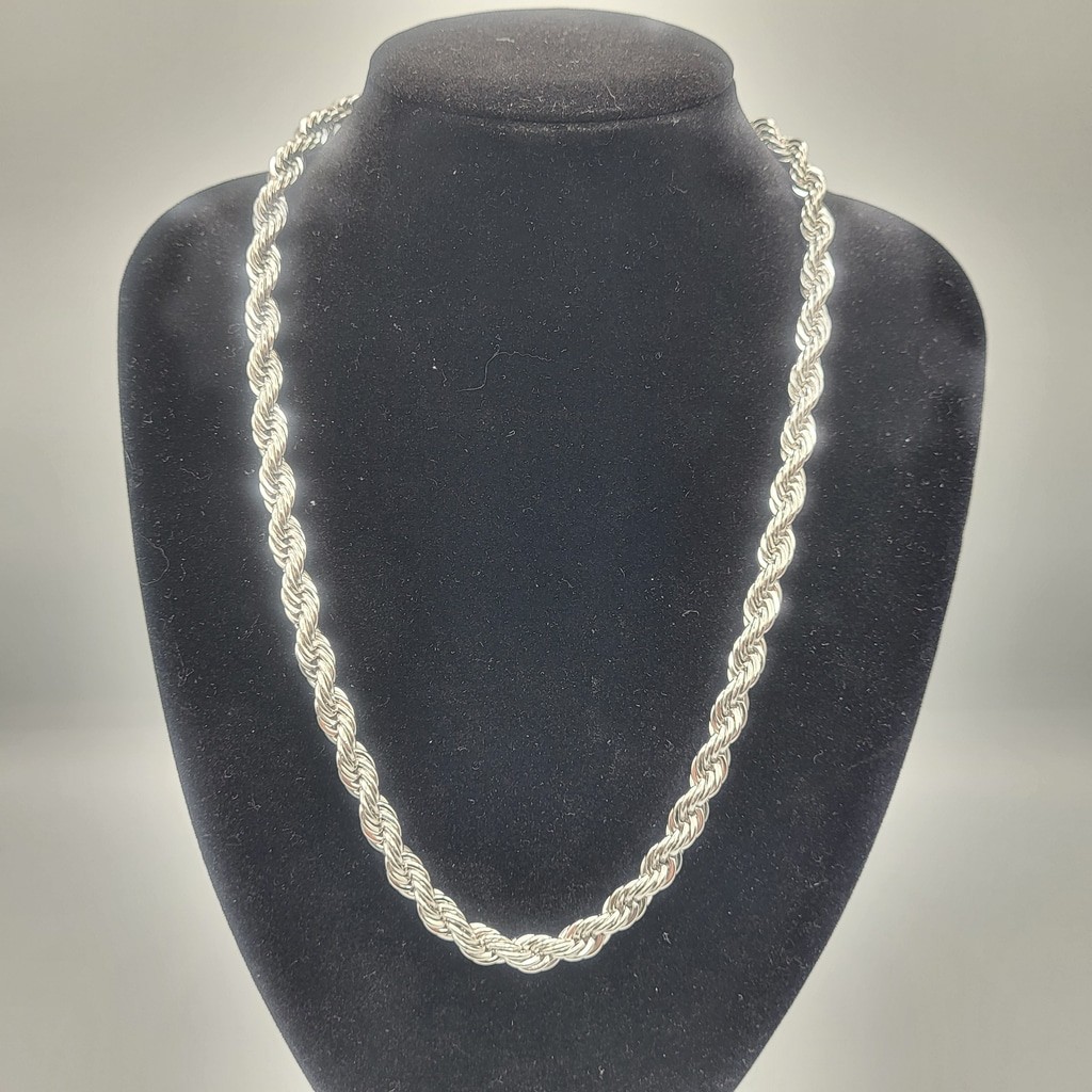 Men’s Stainless Steel Twisted Braided Rope Chain Necklace – 21″ – NWOT