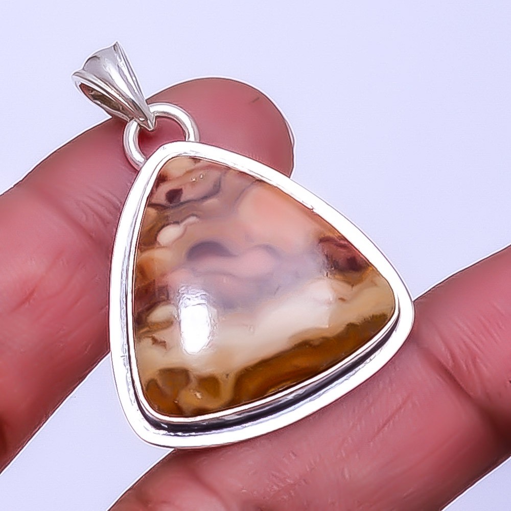 Wave Dolomite – Mexico 925 Sterling Silver Jewelry Pendant 1.56″ P_9359_150_10